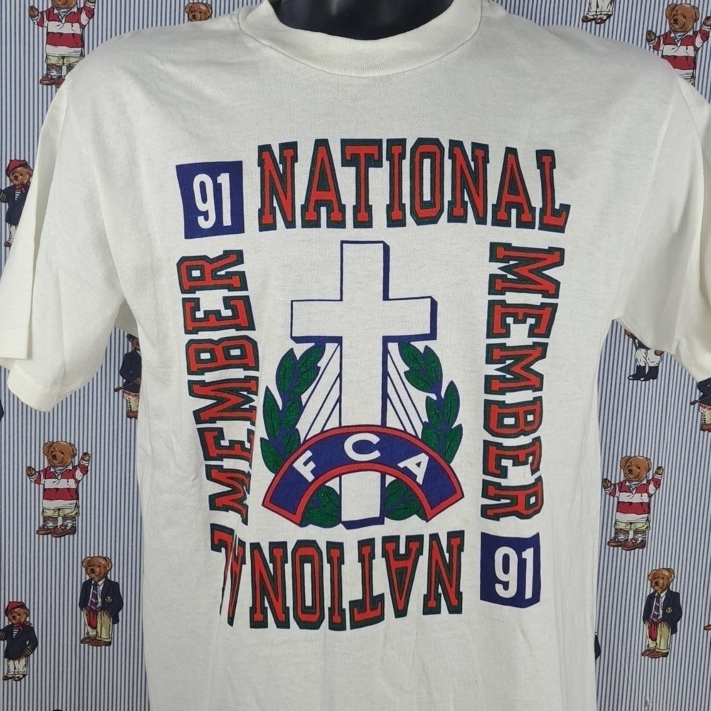 Vintage 1991 FCA National Member Champion Christian graphic white XL t-shirt